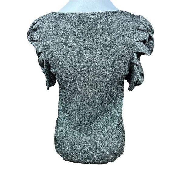 INC International Concepts Top Scoop Neck Black Metallic Puff Sleeves Stretch XL - Picture 3 of 16